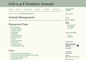 Screenshot des Backends von OJS 2